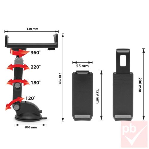 MNC okostelefon tartó szélvédőre, műszerfalra