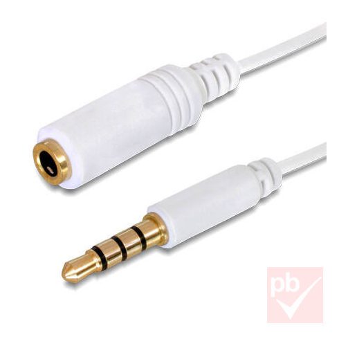 Jack hosszabbító kábel 3.5mm 4p. 0.5m fehér (Delock 84717)
