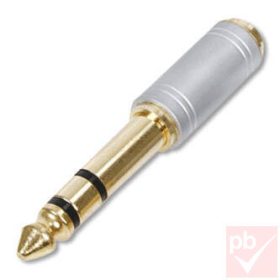   Audio átalakító, Jack 6.3mm sztereó dugó - Jack 3.5mm aljzat (aranyozott, prof.)