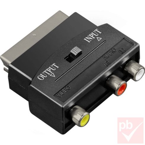 Videó átalakító, Scart dugó - 3x RCA aljzat, kapcsolóval