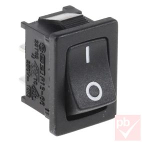   Billenő kapcsoló, szögletes, fekete, világítás nélkül, 1 körös, 2 állású, 2 láb, 12x19mm