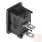   Billenő kapcsoló, szögletes, fekete, világítás nélkül, 1 körös, 2 állású, 2 láb, 12x19mm