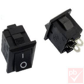  Billenő kapcsoló, szögletes, fekete, világítás nélkül, 1 körös, 2 állású, 14x8mm