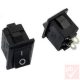 Billenő kapcsoló, szögletes, fekete, világítás nélkül, 1 körös, 2 állású, 14x8mm