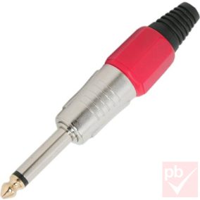   Jack dugó, 6.3mm mono, fém ház, erősített kivitel (piros)