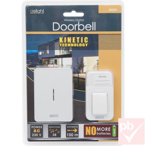 Delight Kinetic elem és vezeték nélküli csengő (fehér)