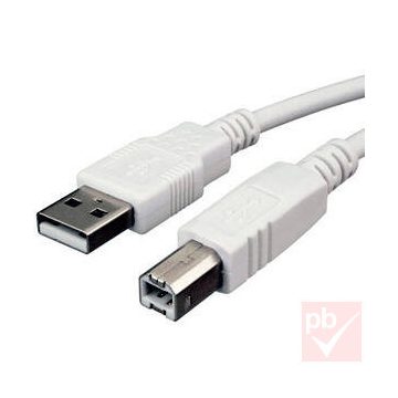 USB 2.0 A-B összekötő kábel 3.0m, réz
