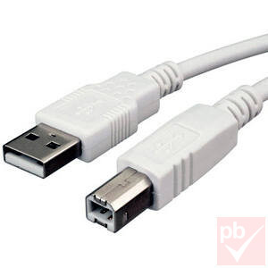 USB 2.0 A-B összekötő kábel 3.0m, réz