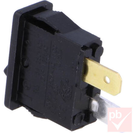 Billenő kapcsoló, szögletes, fekete, világítás nélkül, 1 körös, 2 állású, 19.4x7