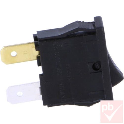 Billenő kapcsoló, szögletes, fekete, világítás nélkül, 1 körös, 2 állású, 19.4x7