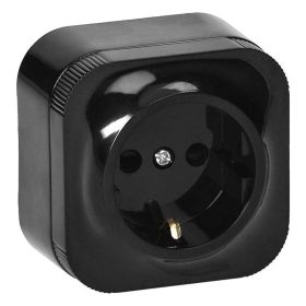   Falon kívüli egyfázisú földelt hálózati aljzat 2P+F (1 aljzat, fekete)