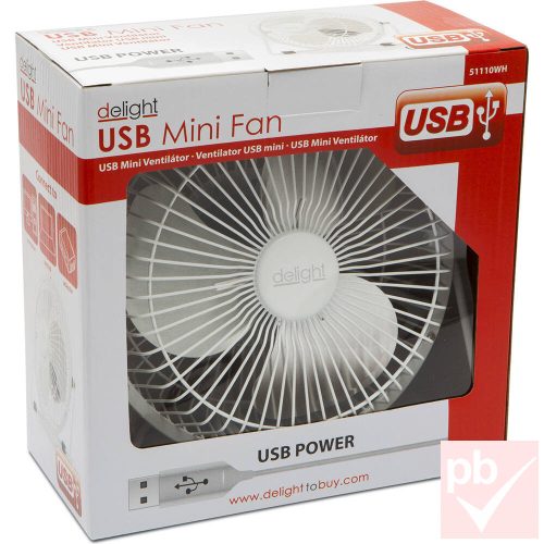 Delight 51110WH fehér USB ventilátor 180mm