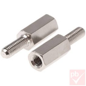   Távtartó, M3x10mm, nikkelezett réz, belső-külső menettel