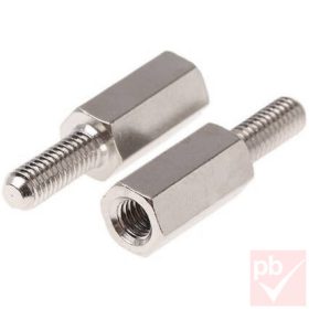   Távtartó, M3x40mm, nikkelezett réz, belső-külső menettel