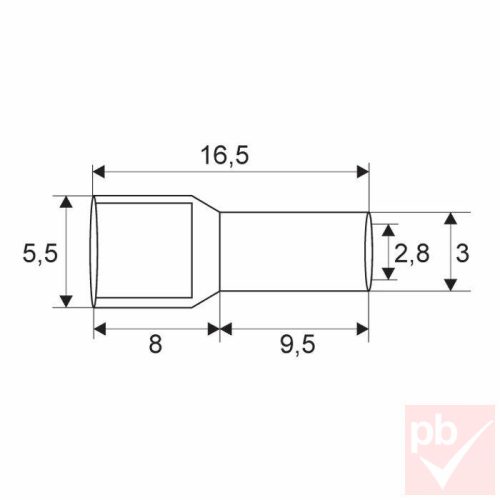 Érvéghüvely szigetelt 4.0mm² szürke