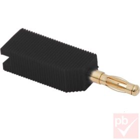   Banán dugó, lengő, 4mm, szögletes műanyag szigetelés, fekete