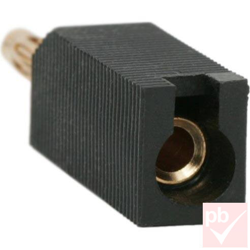 Banán dugó, lengő, 4mm, szögletes műanyag szigetelés, fekete