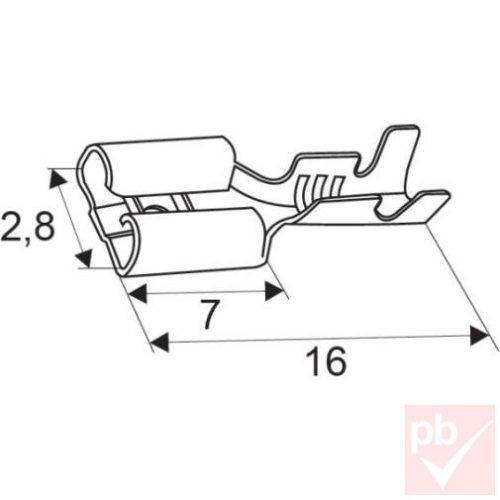 Kábelsaru, 2.8mm anya, szigetelés nélkül, ónozott