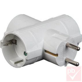   Hálózati elosztó, "T" forma, 3 földelt aljzat, függőleges kialakítás