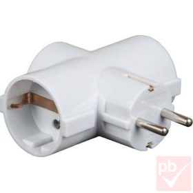   Hálózati elosztó, "T" forma, 3 földelt aljzat, vízszintes kialakítás