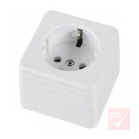   Hálózati dugalj, falon kívüli, 1 aljzat, 1F, fehér, műanyag