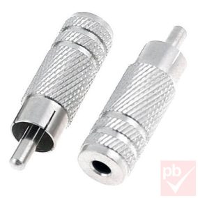   Audio átalakító, RCA dugó - Jack 3.5mm mono aljzat (fém)