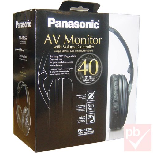 Panasonic AV Monitor fekete fejhallgató hangerőszabályzóval, 5m kábellel