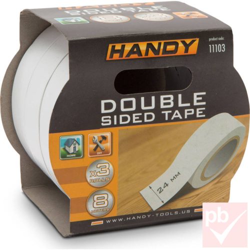 Handy 11103 3db kétoldalas ragasztószalag tekercs (24x8000mm/tekercs)