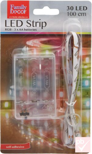 Phenom RGB LED szalag 1m + 3x AA elemes ház kapcsolóval