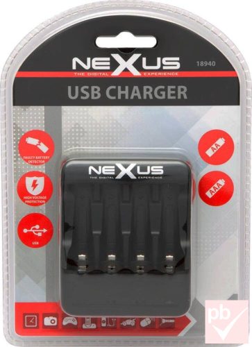 Nexus USB-s 4x AA/AAA akkumulátor töltő