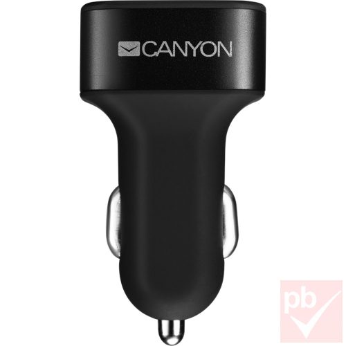 Canyon CNE-CCA06B autós USB töltő 3x aljzattal, fekete (12/24V DC 3.1A)