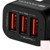 Canyon CNE-CCA06B autós USB töltő 3x aljzattal, fekete (12/24V DC 3.1A)