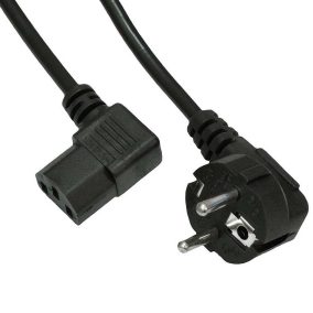   Hálózati tápkábel, Schuko 90° dugvilla - IEC C13 dugó 90° bal/jobb 1.8m