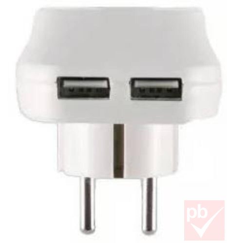 Home hálózati USB töltő 2db aljzattal + hálózati aljzat