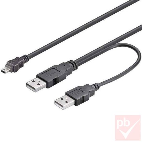 USB 2.0 2x A-mini B 5p. összekötő kábel 0.6m (Goobay)