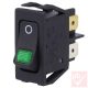 Billenő kapcsoló, szögletes, fekete, zöld vil., 2 körös, 2 állású, 30x15x30mm
