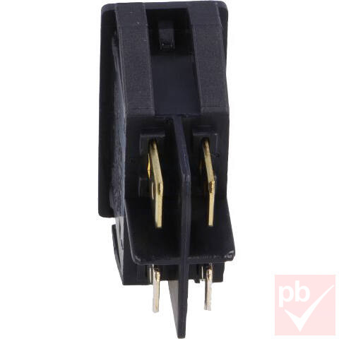 Billenő kapcsoló, szögletes, fekete, zöld vil., 2 körös, 2 állású, 30x15x30mm