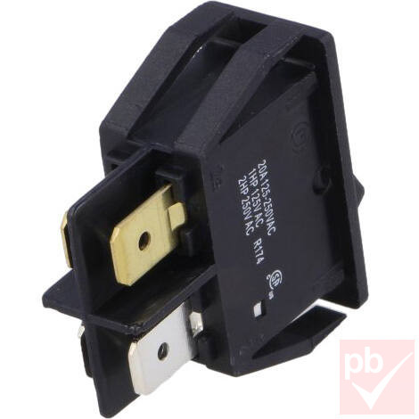 Billenő kapcsoló, szögletes, fekete, piros vil., 2 körös, 2 állású, 30x15x30mm