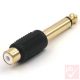 Audio átalakító, Jack 6.3mm mono dugó - 1x RCA aljzat (aranyozott, műanyag)