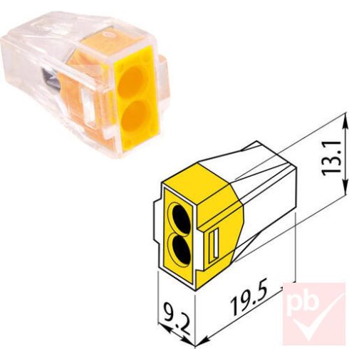Elektromos gyorscsatlakozó, 2-es, max. 415V, 1.0-2.5mm², sárga