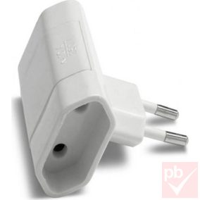  Hálózati elosztó, "T" forma, 2 euro aljzattal, fehér (250V AC, 10A)