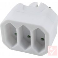   Hálózati elosztó, "T" forma, 3 euro aljzattal, fehér (250V AC, 3x 2.5A)
