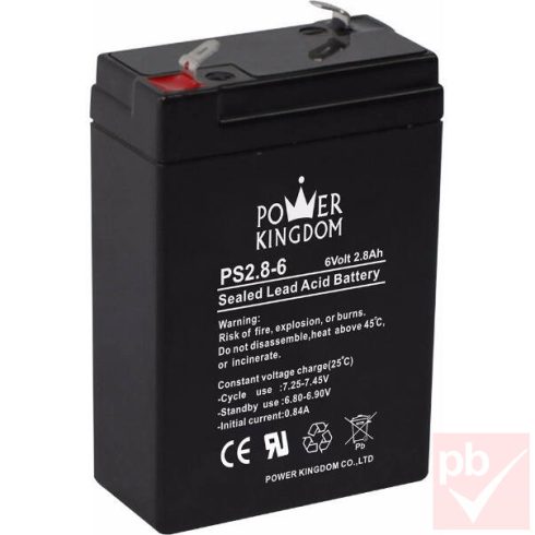 Power Kingdom PS2.8-6 akkumulátor (6V 2.8Ah)
