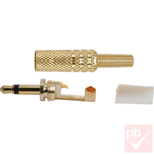 Jack dugó, 3.5mm mono, fém ház, aranyozott