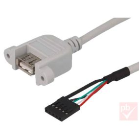   USB 2.0 A aljzat, beépíthető, 50cm kábellel, 5p. MTE csatlakozóval