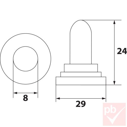 Karos kapcsolóra vízzáró sapka (16.5x26mm)