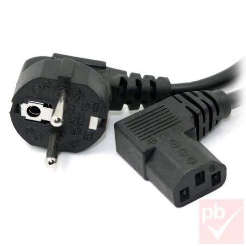 Hálózati tápkábel, Schuko 90° dugvilla - IEC C13 dugó 90° bal/jobb 10.0m