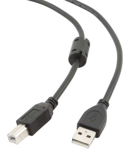 USB 2.0 A-B összekötő kábel 1.8m, prémium, zavarszűrő ferritgyűrűvel