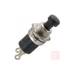   Nyomógomb, kerek, 1 körös, 2 láb, fekete, 12V 1A (SAL SP 01/BK)