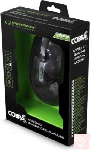 Esperanza MX207 Cobra zöld USB gamer egér